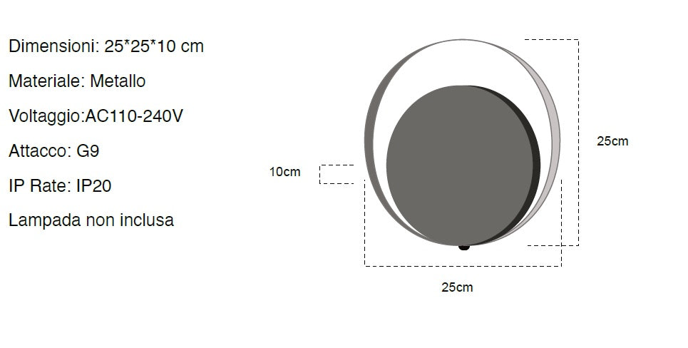 APPLIQUE in ALLUMINIO attacco E27 Art.ECLISSE