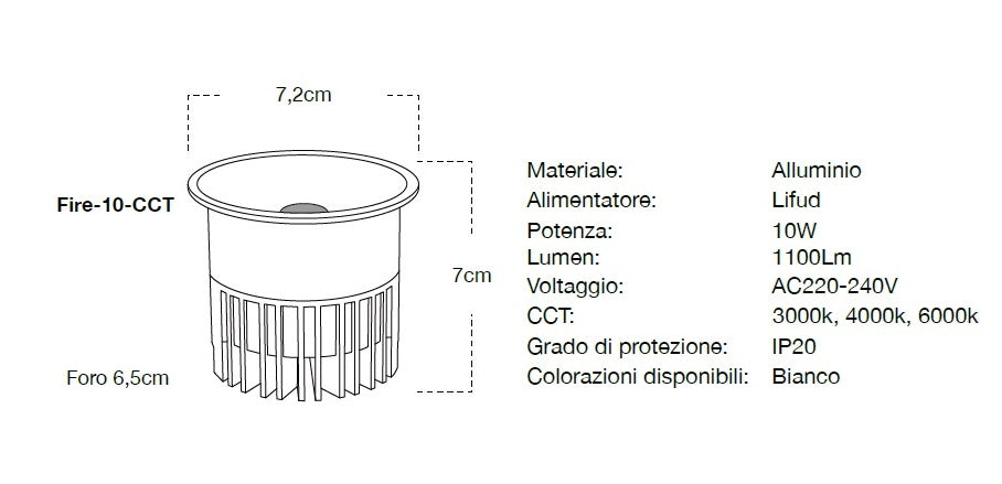PORTA FARETTO DA INCASSO IN ALLUMINIO Mod.FIRE