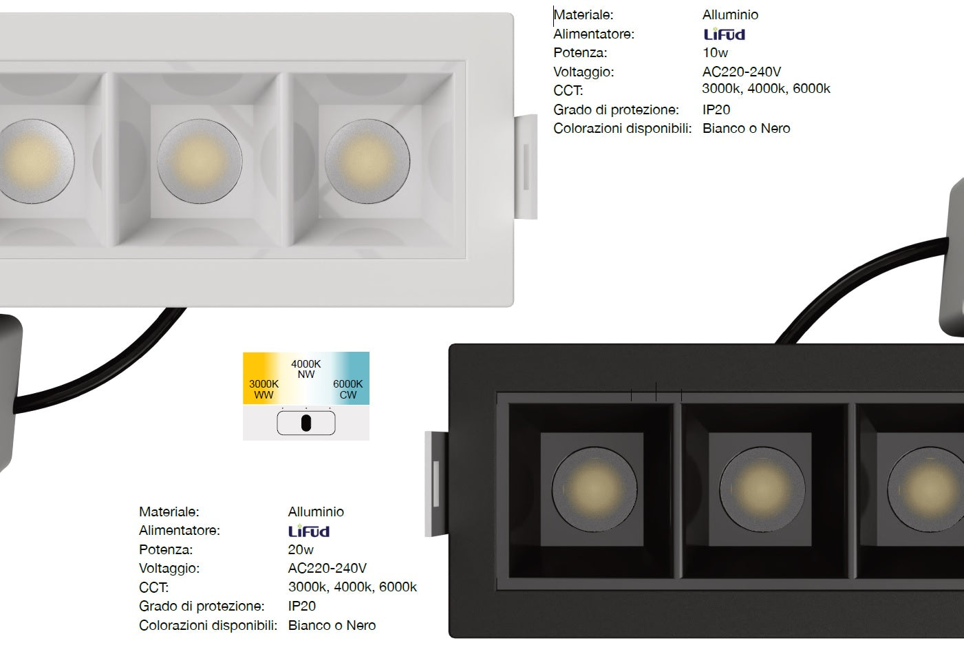 PORTA FARETTO DA INCASSO IN ALLUMINIO Mod.MANTOVA