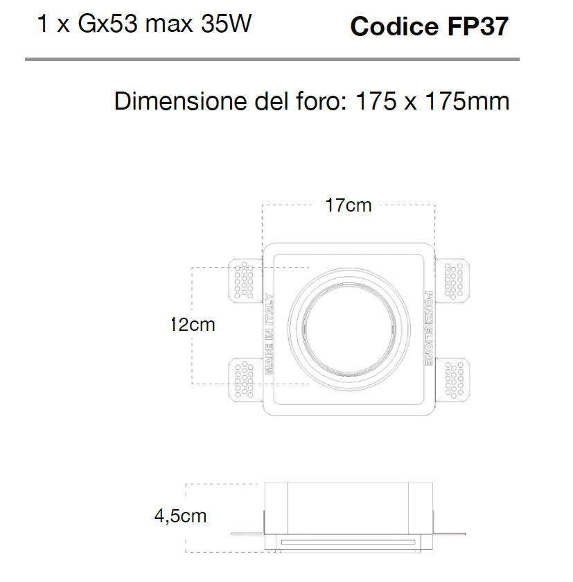 PORTA FARETTO DA INCASSO IN GESSO MOD.POND