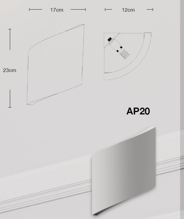 APPLIQUE in Gesso da Parete verniciabile ad Angolo attacco E27 SATURNIA