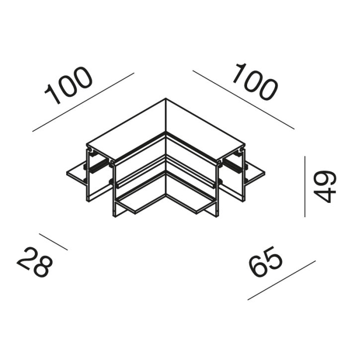 Angolo meccanico a 90° in alluminio per installazione soffitto