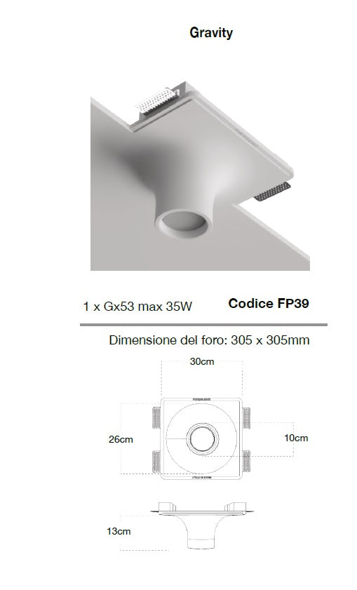 PORTA FARETTO DA INCASSO IN GESSO Mod. GRAVITY