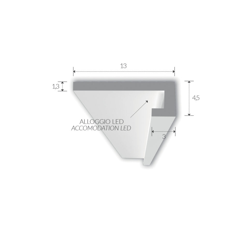 Cornice per led in gesso per illuminazione indiretta confezione 3 mt. Art.85