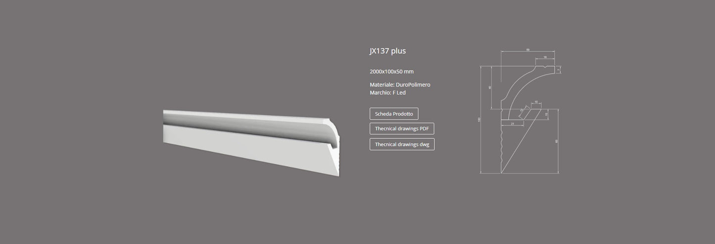 CORNICE IN DURO POLIMERO PORTA LED JX137 Plus