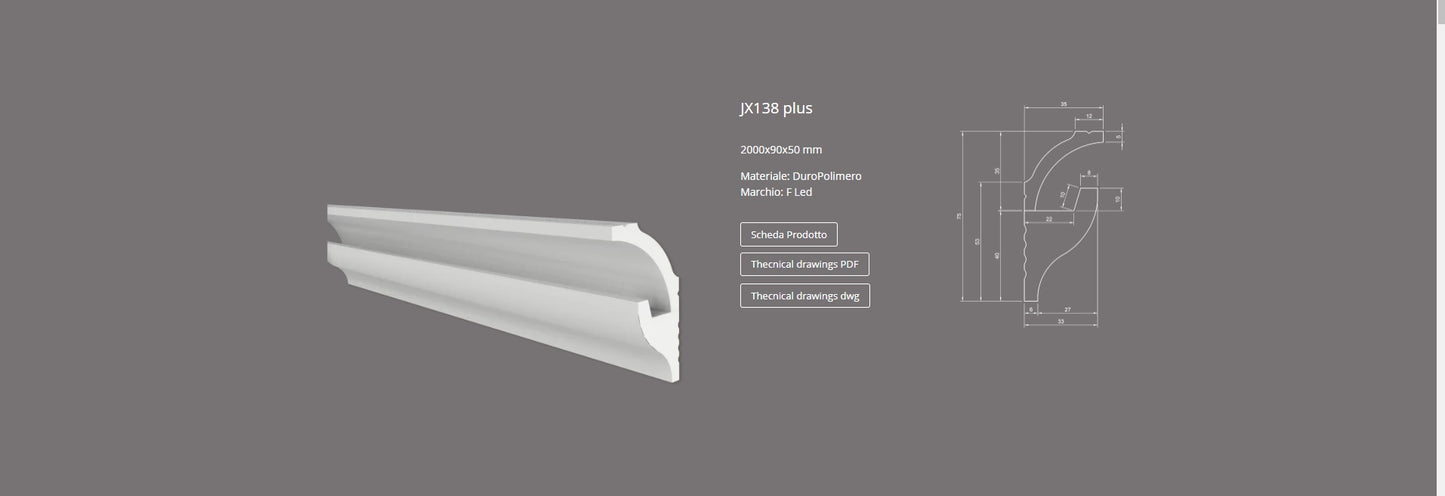 CORNICE IN DURO POLIMERO PORTA LED JX138 plus
