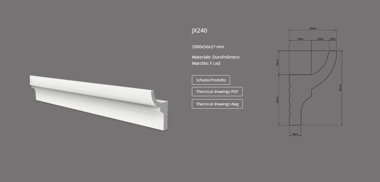 CORNICE IN DURO POLIMERO PORTA LED JX240