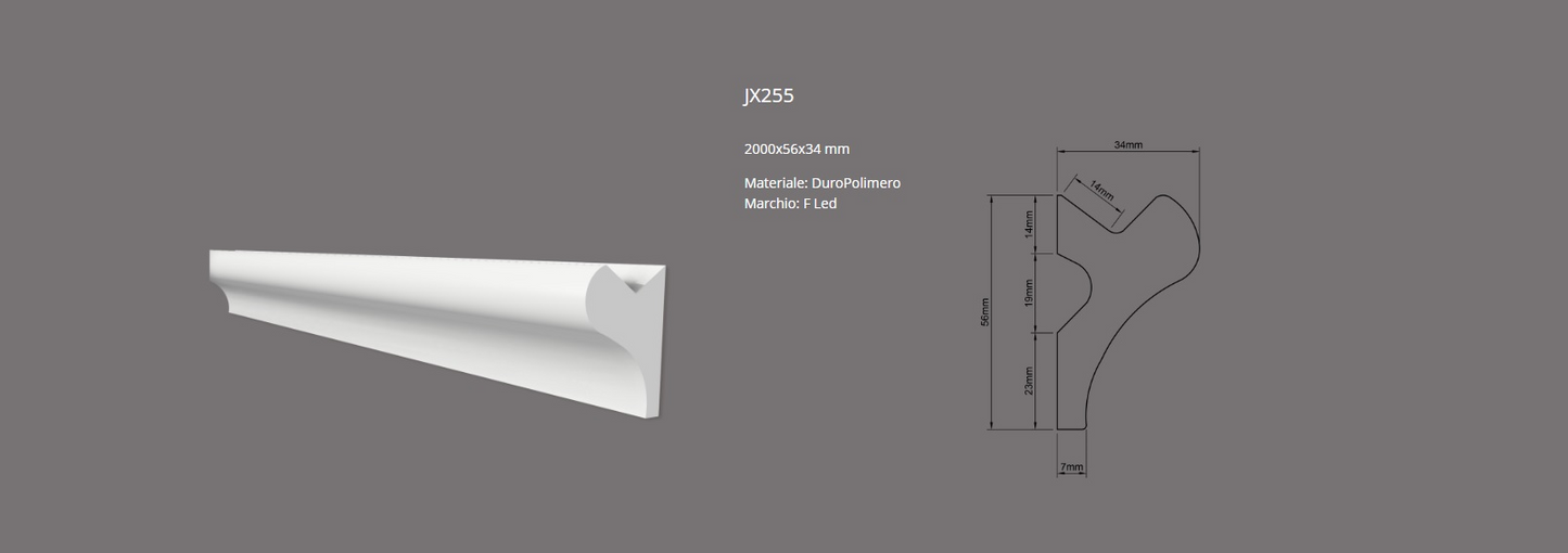 CORNICE IN DURO POLIMERO PORTA LED JX255