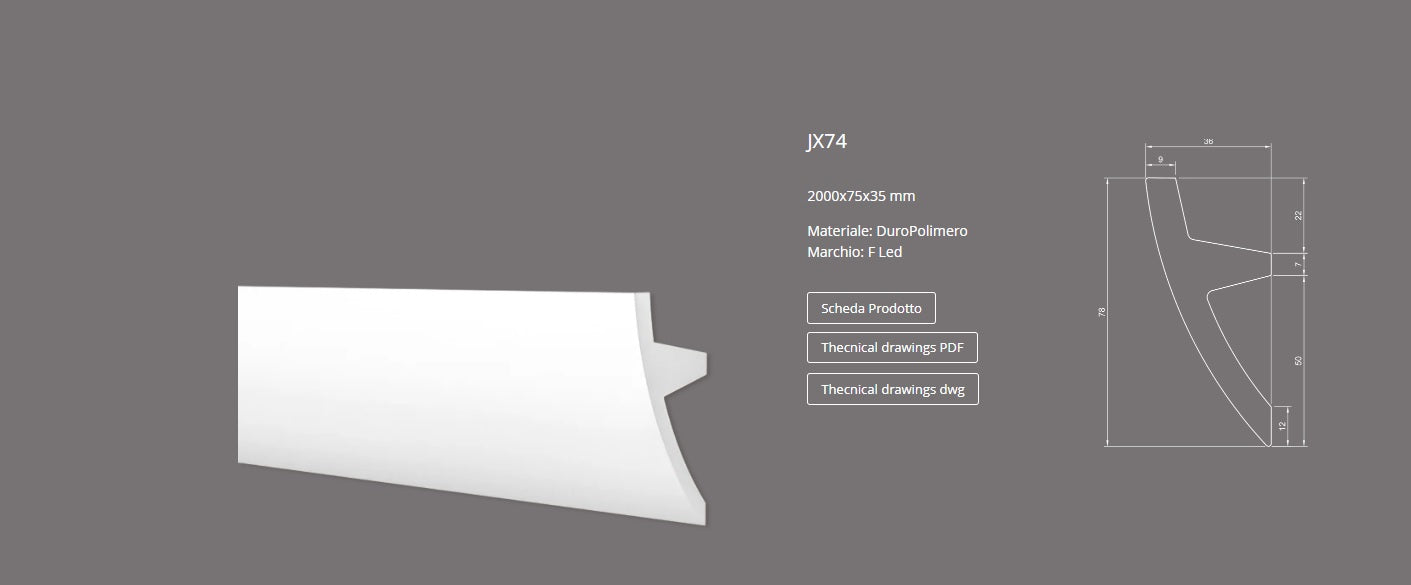CORNICE IN DURO POLIMERO PORTA LED JX74