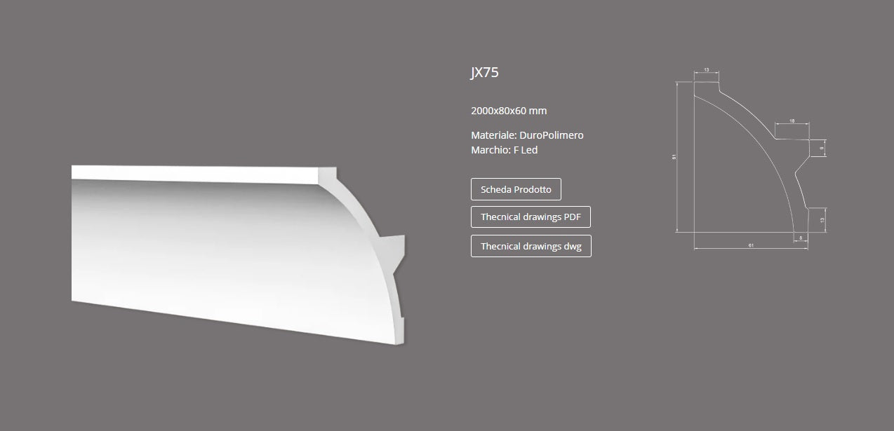 CORNICE IN DURO POLIMERO PORTA LED JX75