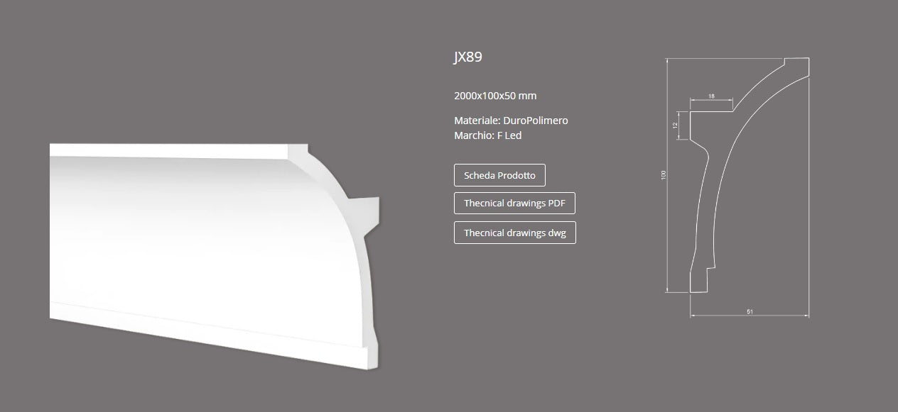 CORNICE IN DURO POLIMERO PORTA LED JX89