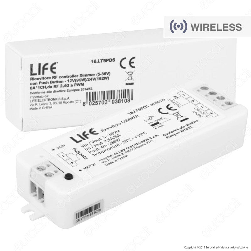 Controller LED  Dimmer ASSOCIABILE A TELECOMANDO E CONNESSIONE PULSANTE CABLATO