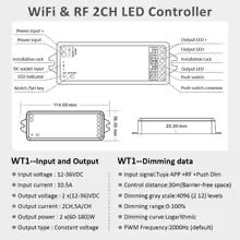 Controller LED Dimmer Wi-Fi 5 in 1 per Strisce Led con Ingressi App per Smartphone Tuya, Alexa, Google Home, Telecomando RF. Perfetto per Strip Led RGB, RGBW, RGB+CCT, Bianco Dinamico