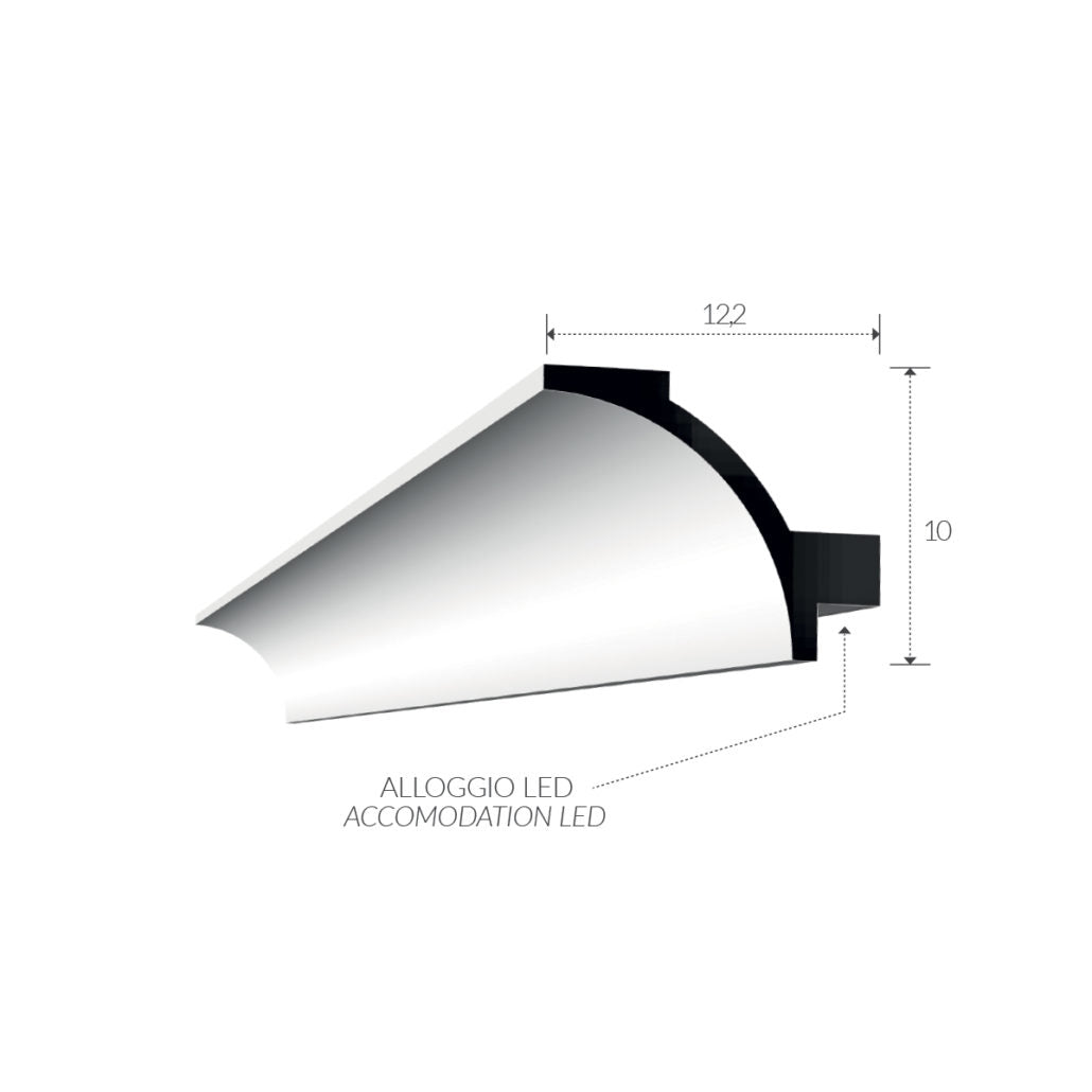 Cornice per led in gesso per illuminazione indiretta confezione 3 mt. Art.83