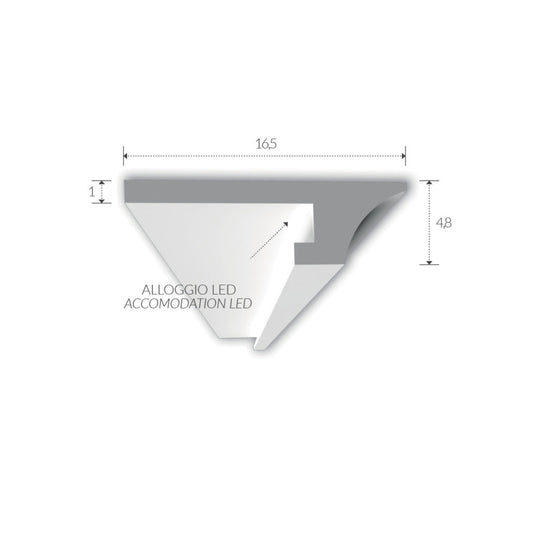 Cornice per led in gesso per illuminazione indiretta per soffitto confezione 3 mt.  Art.81